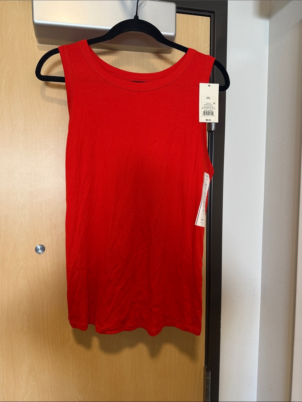 a new day Bright Red Ribbed Crewneck Tank Top